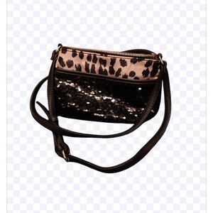 Juicy Couture Mini Crossbody, Clashing Hearts Neutral Leopard, semi new